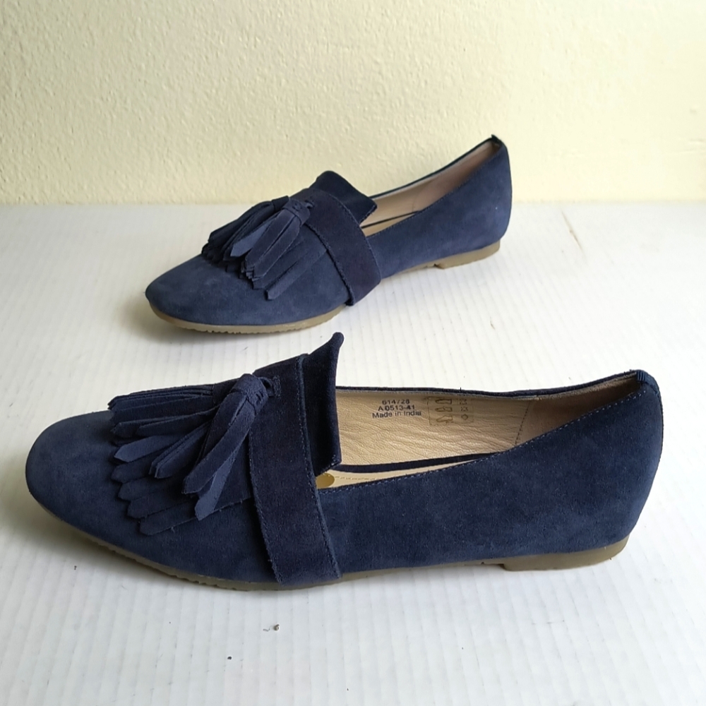 Boden Suede Tassel Loafers Shoes 9.5/41 Navy Casual Navy